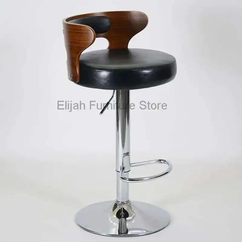 Bar Platform Ascending And Descending Chair Front Desk Solid Wood High Bar Stool Rotating Backrest Modern Simplicity Furniture