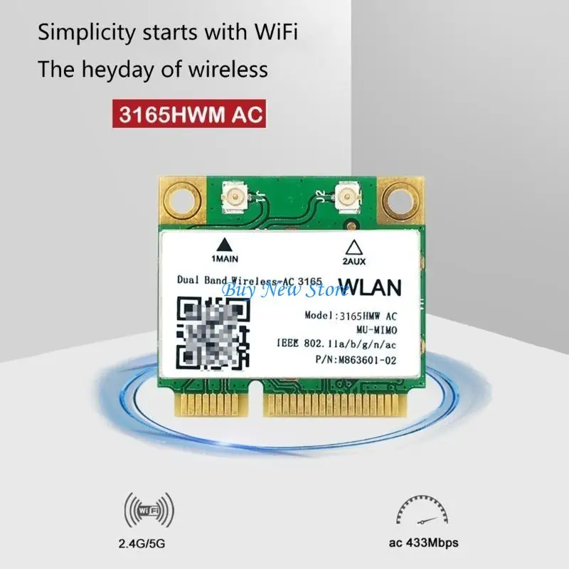 20CE 3165HMW AC ثنائي النطاق لاسلكي AC 3165 600M بطاقة الشبكة Mini PCI-E WIFI محول Intel3165 BT4.0 3165AC 802.11AC #2