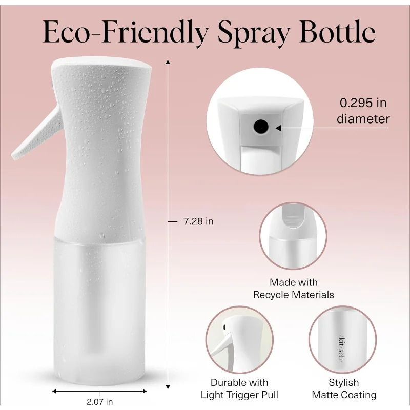 Kontinuierliche Sprühflasche für Haare, feiner Nebel, Wasser, Mister-Wasser, recyceltes Haar zum Reinigen, Styling, Pflanzen mehr, 150 ml