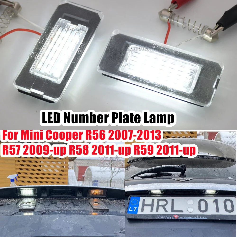 For Mini Cooper R56 Hatchback R57 Convertible R58 R59 LED License Plate Light 2PCS White Number Lamp Error Free OEM#:51132756227