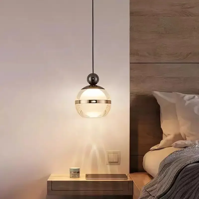 SANDYHA Modern Transparent Ball Glass Pendant Light Perfect for Home Decor Elegant Bedroom Dining Room Long Line Ceiling Fixture