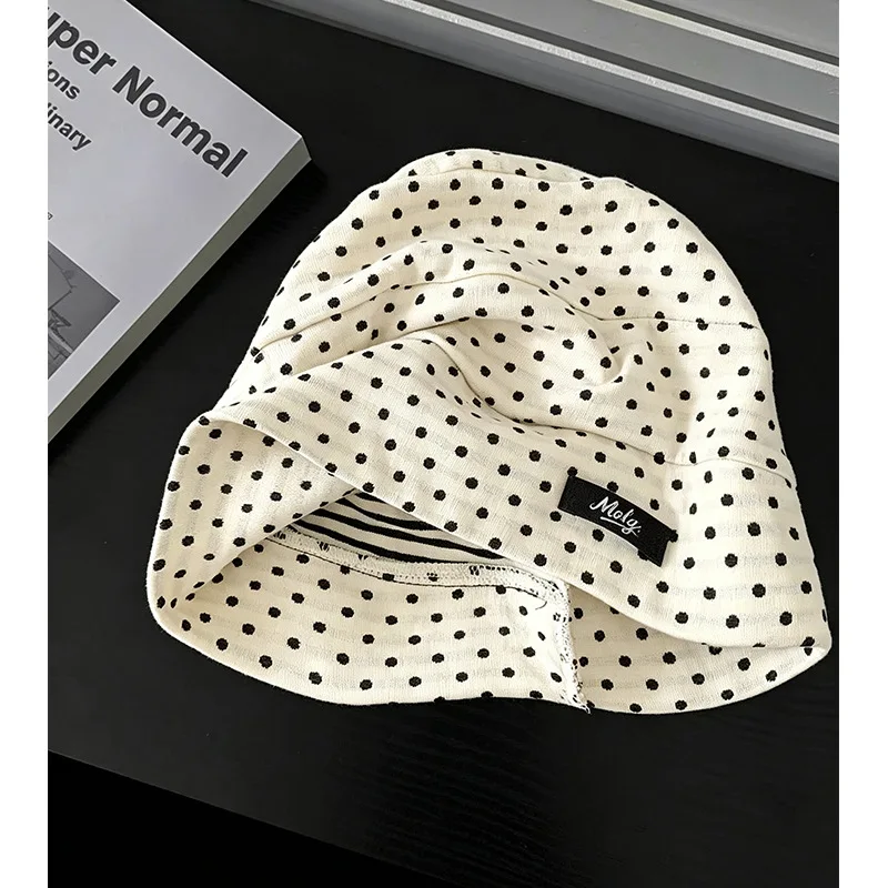 Koreanischer Stil Polka Dot Jacquard Pullover Mütze Herbst Nischenmode Vielseitige Ohrenschutz-Beanie-Kappen für Damen – Detail 5