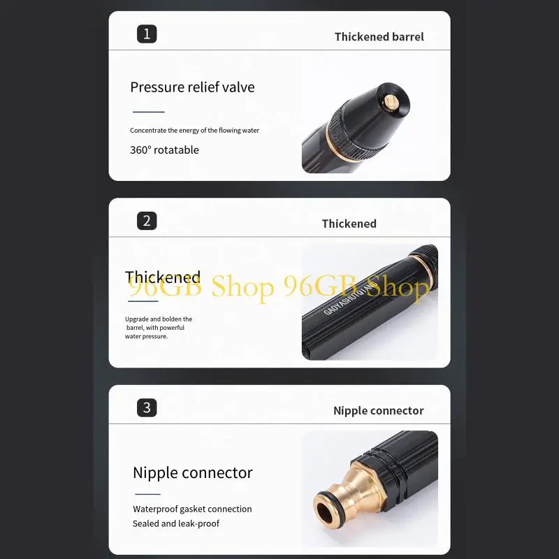 96GB Professional 5 Piece Alloy Water Guns Nozzle Attachment Set Suitable For Home Car Wash And Outdoor Detailed Cleaning