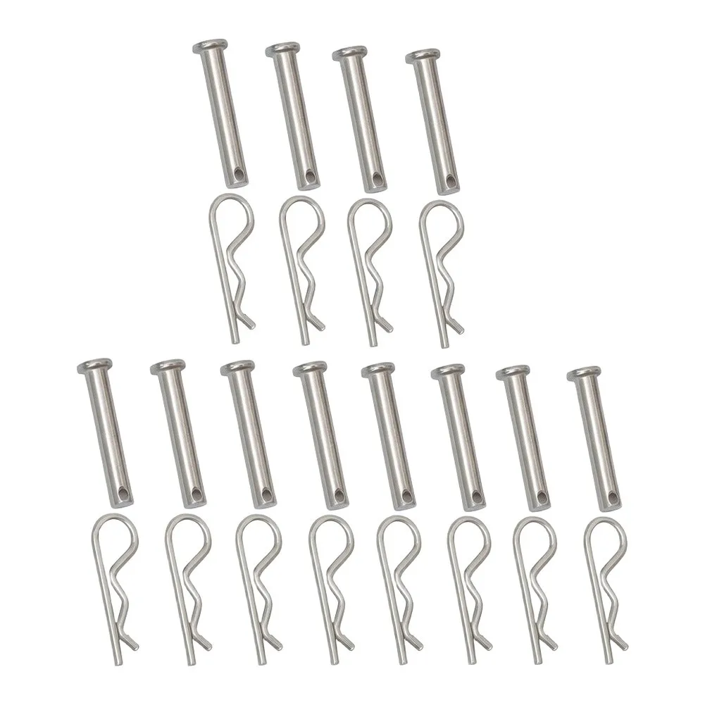Clevis Pin and Hairpin Clip Kit 12 Pieces Silver Metal Replacement Set for Tractor Hydraulics and Farm Machinery