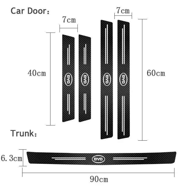 4/5Pcs Race Track Carbon Fiber Car Door Sill Decal For BYD Atto 3 Yuan Plus Han Tang Song Qin Dolphin Seal Seagull 6