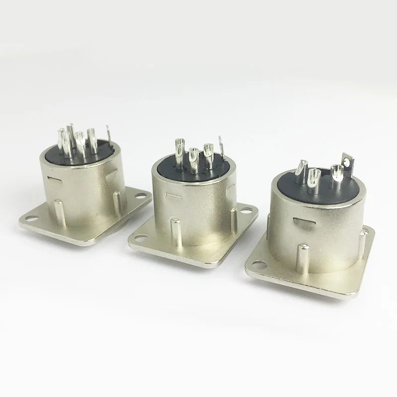 10pcs/lot 3/4/5 Pins XLR Male Plug Panel Mount Nickel Plated XLR Chassis Microphone MIC Cable Terminal XLR Wire Connector