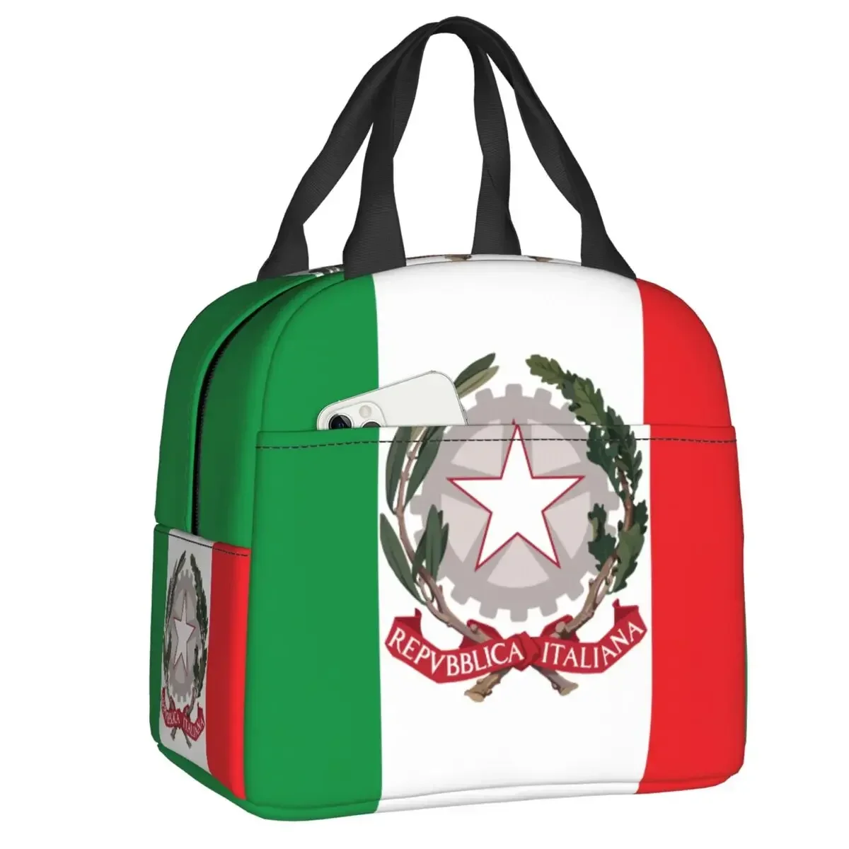 Emblem Of Italy Lunch Bag Men Women Thermal Cooler Insulated Italian Flag Lunch Box for Children School Food Picnic Bags