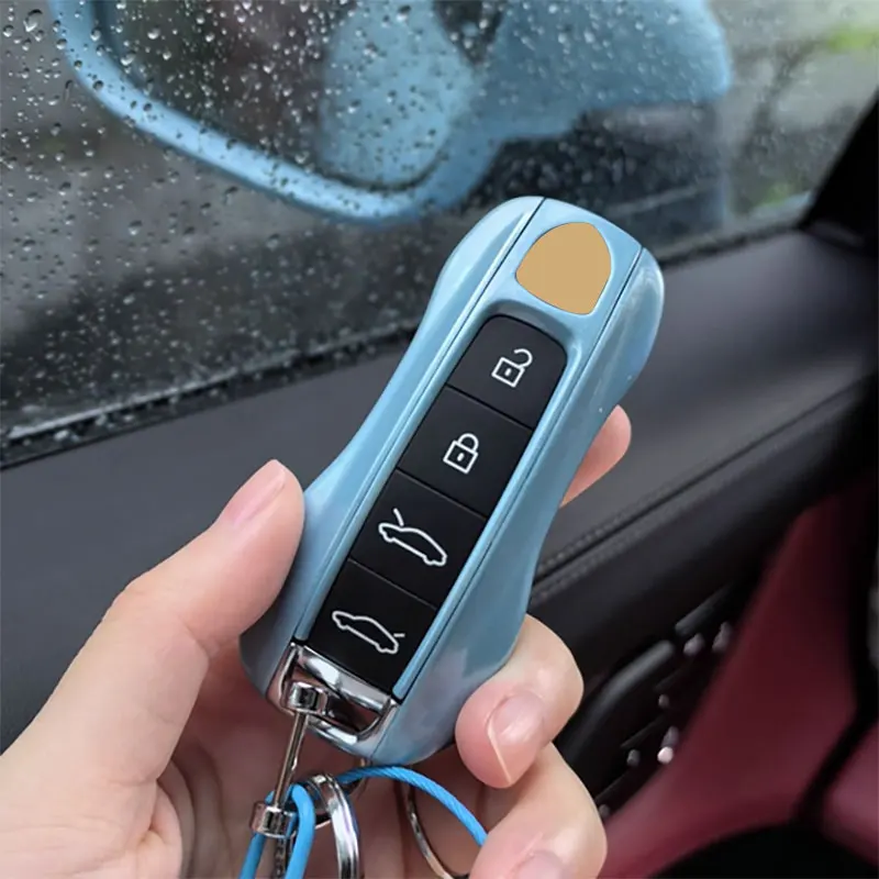 

Ice Crystal Blue Shell Replacement For Porsche Cayenne Mancan Panamera 911 718 Boxster Cayman Taycan Car Key Paint Case