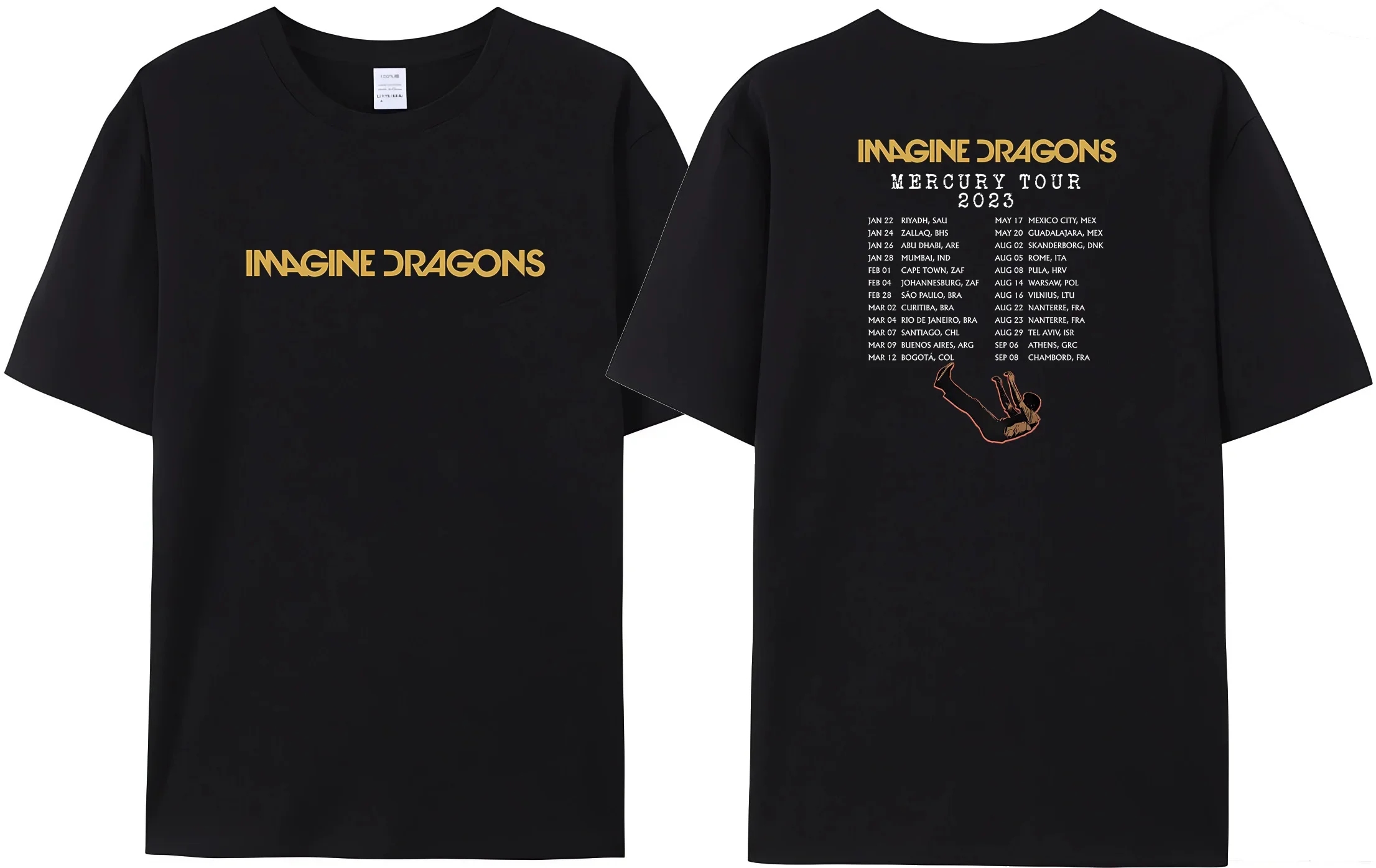 Imagine Dragons T-shirt 100% cotton indie rock T-shirt 2024 mercury tour double sided printed Tees