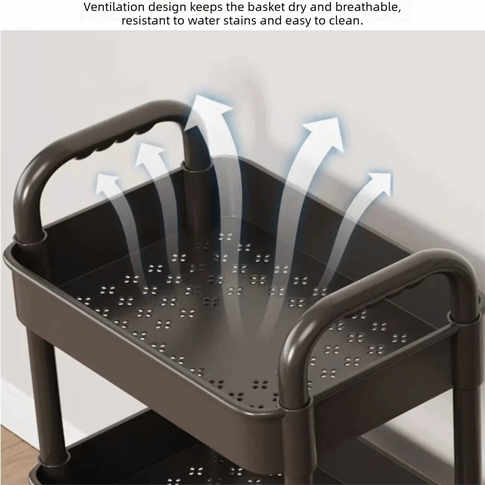 

Convenient Snack Storage Rack Home Organize Removable Mobile Trolley Storage Rack Plastic Large Capacity