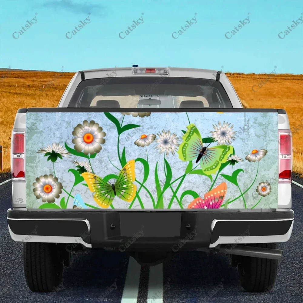 

Daisy and Butterfly Truck Tailgate Sticker Decal Wrap Vinyl High-Definition Print Graphic Suitable for Pickup Truck Weatherproof