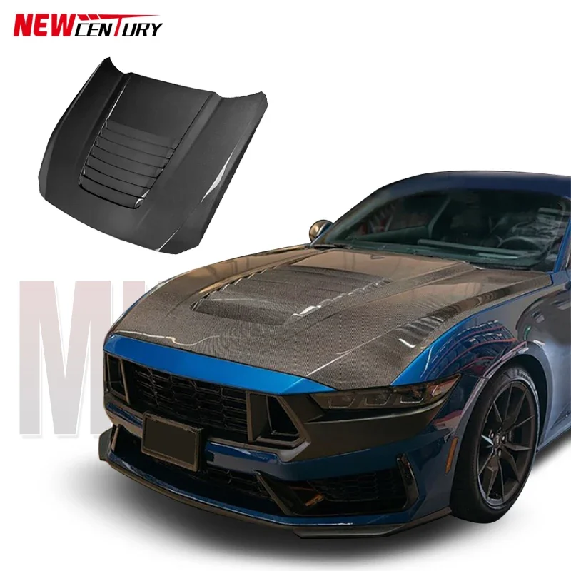 High-quality carbon brazing bonnet True open-hole cooling engine hood for 2024 Ford Mustang