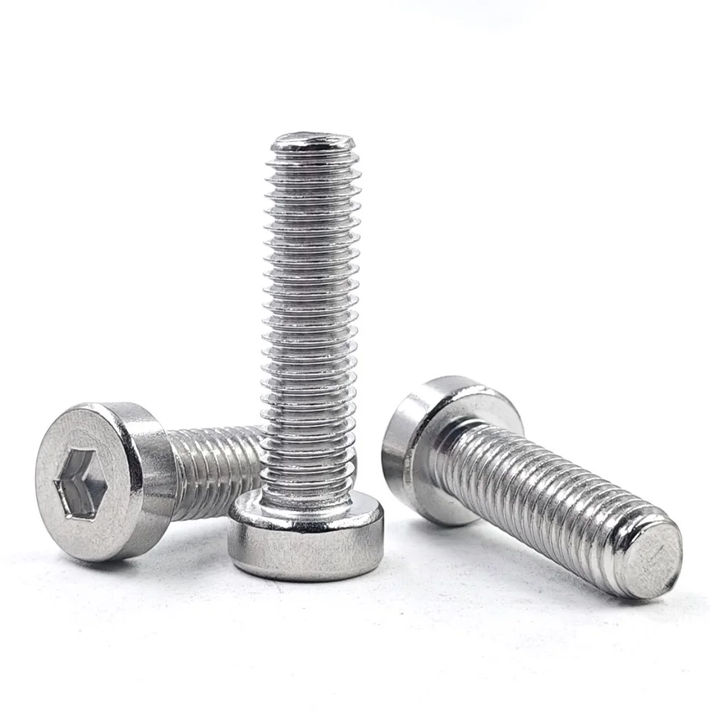 10-100pcs M1.4 M1.6 M2 M2.5 M3 M4 M5 M6 M8 DIN7984 304 A2-70 Stainless Steel Allen Hex Hexagon Socket Thin Low Head Cap Screes