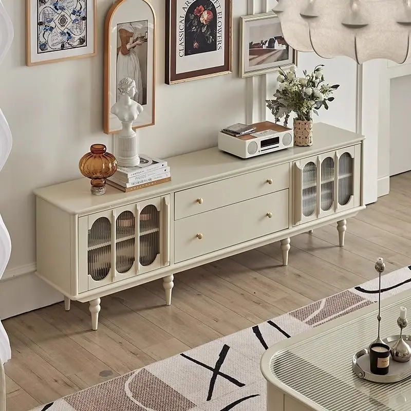 

Французский шкаф для телевизора из цельного дерева, белый высококачественный шкаф для телевизора в гостиной, американский шкафчик в стиле ретро