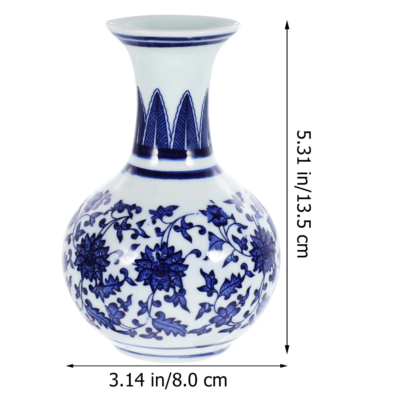 Ceramic vase, blue and white porcelain flower container, lucky bamboo, living room and home decoration, wall hanging