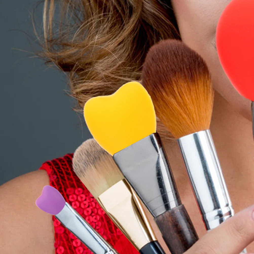 

3 Pcs Makeup Brush Protective Covers Yellow Large Medium Small Silicone Travel Reusable Foundation Brush Holders