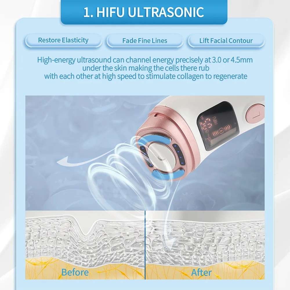 Mini HIFU Machine Ultrasonic RF EMS HIFU Facial Lifting Skin Tightening Device Face Chin Neck Eye Masażer przeciwzmarszczkowy do użytku domowego