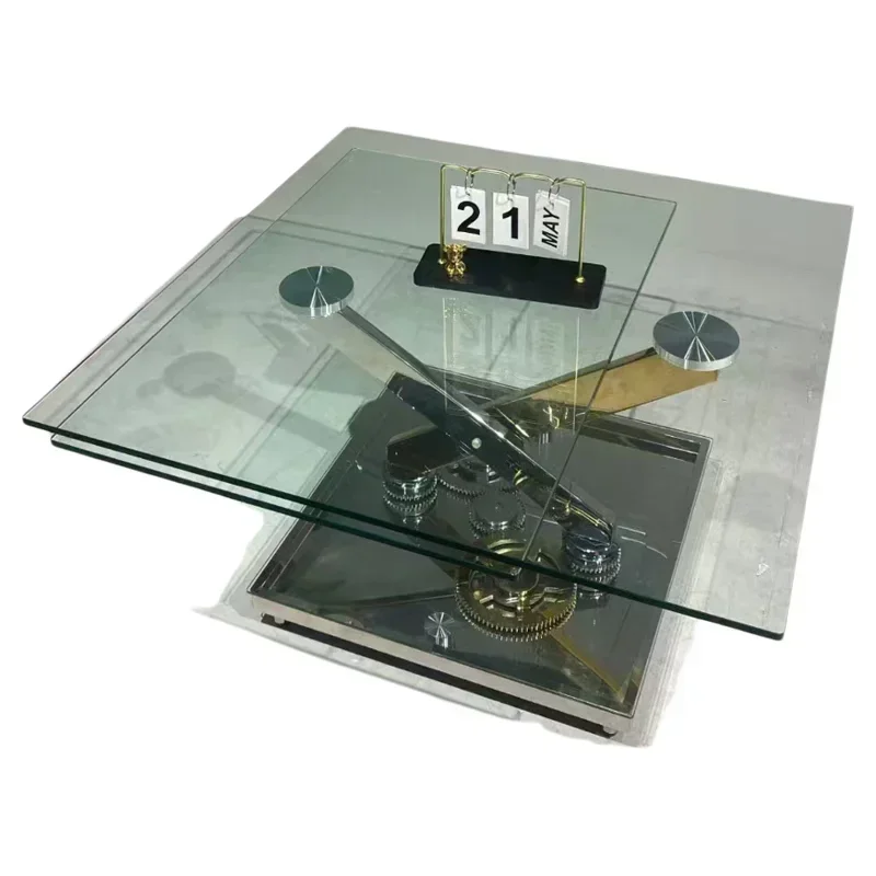 

Modern advanced gear mechanical square coffee table villa living room retractable glass tea table5203