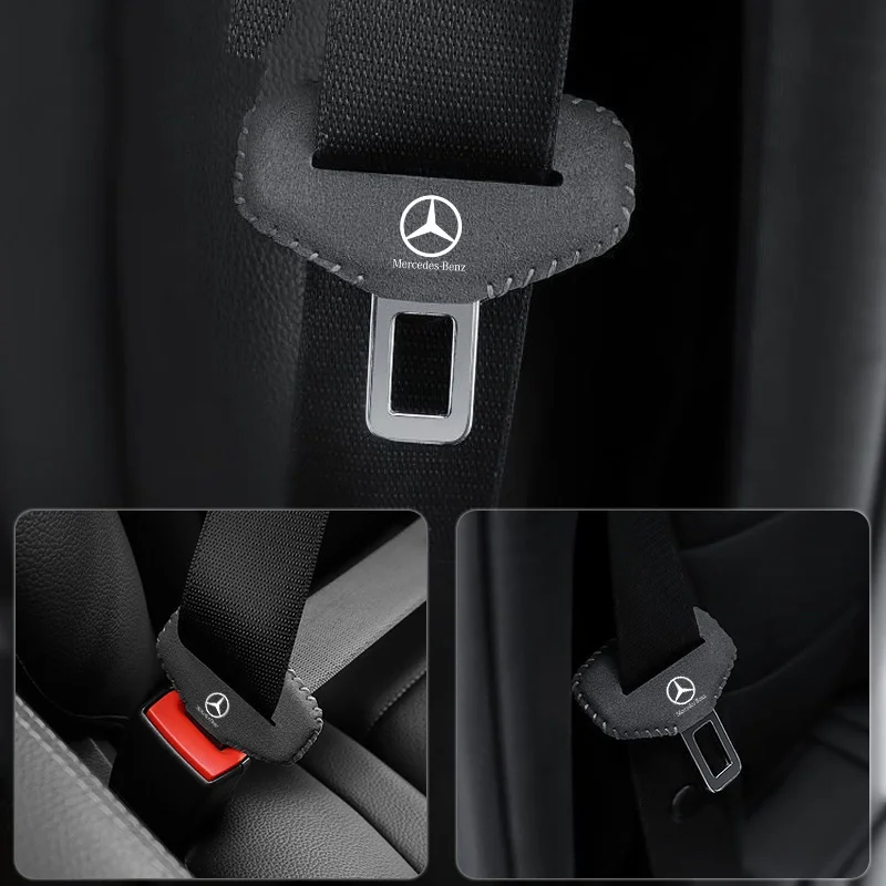 Soft Suede Car Safety Seatbelt Buckle Anti-scratch Protector Cover For Mercedes Benz A C E S G Class GLC CLE CLA GLB GLS W177