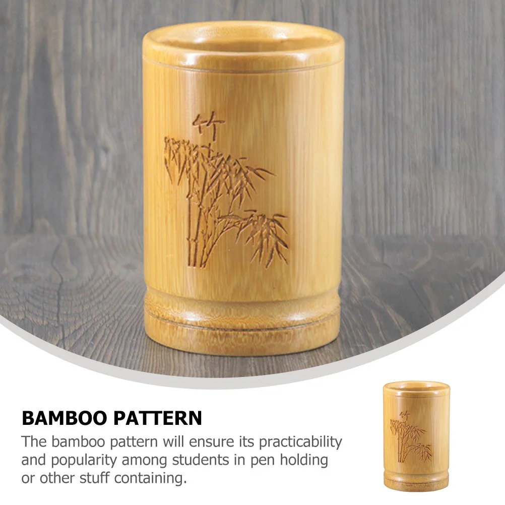 حامل قلم من الخيزران صندوق تخزين القلم منظم سطح المكتب لمكتب المنزل دراسة حامل القلم الرصاص حاوية القرطاسية #6
