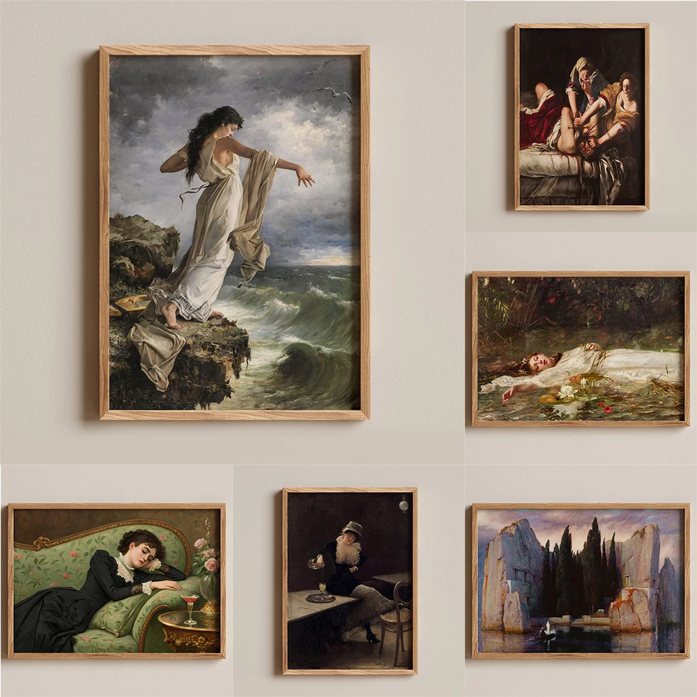Póster de La Muerte de Sappho, Impresión de Mitología Griega, Arte Clásico, Pintura en Lienzo de Ophelia de Friedrich Heyser, Pintura al Óleo