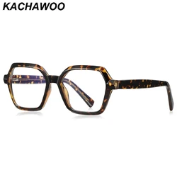 Kachawoo hexagon glasses blue light filter big frame acetate TR90 glasses frame women fashion European style leopard purple