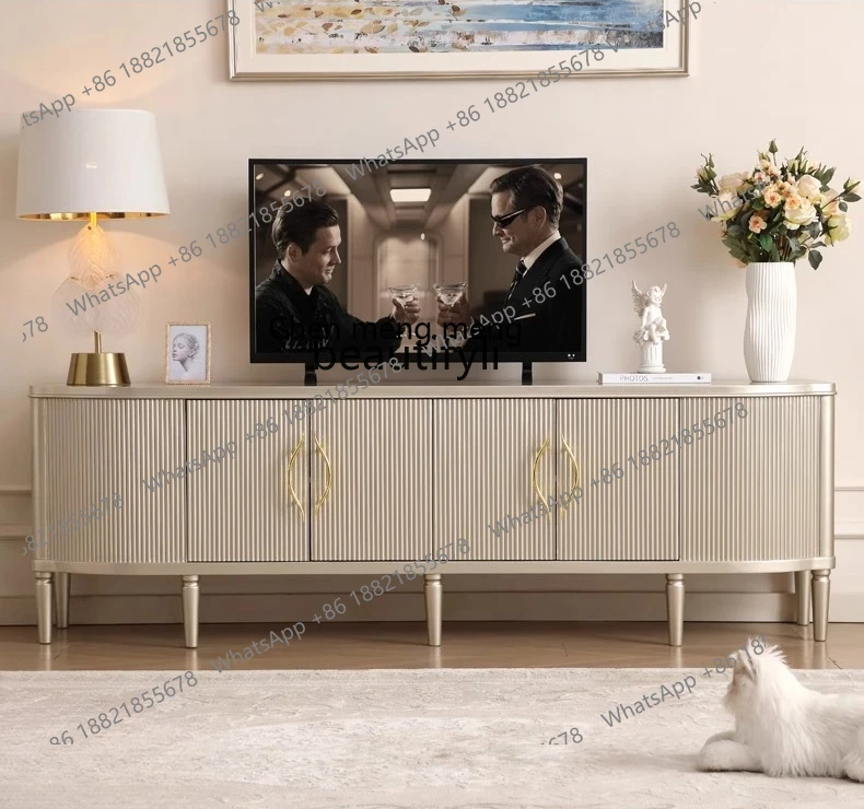 

X Light luxury solid wood TV cabinet Modern simple living room Household small apartment storage locker, TV