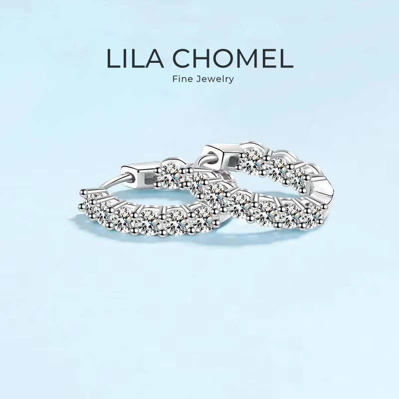 Wedding 18K White Gold Hoop Earrings for Women Engagement Fine Jewelry Girl 1.8Carat Moissanite Diamond Girlfriend Birthday Gift