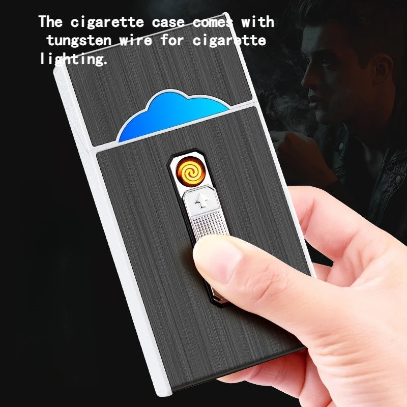 Multifunction Lighter Cigarette Box Integrated Portable Cigarette Lighter Cigarette Box Lighter  for Men Smoking Accessories