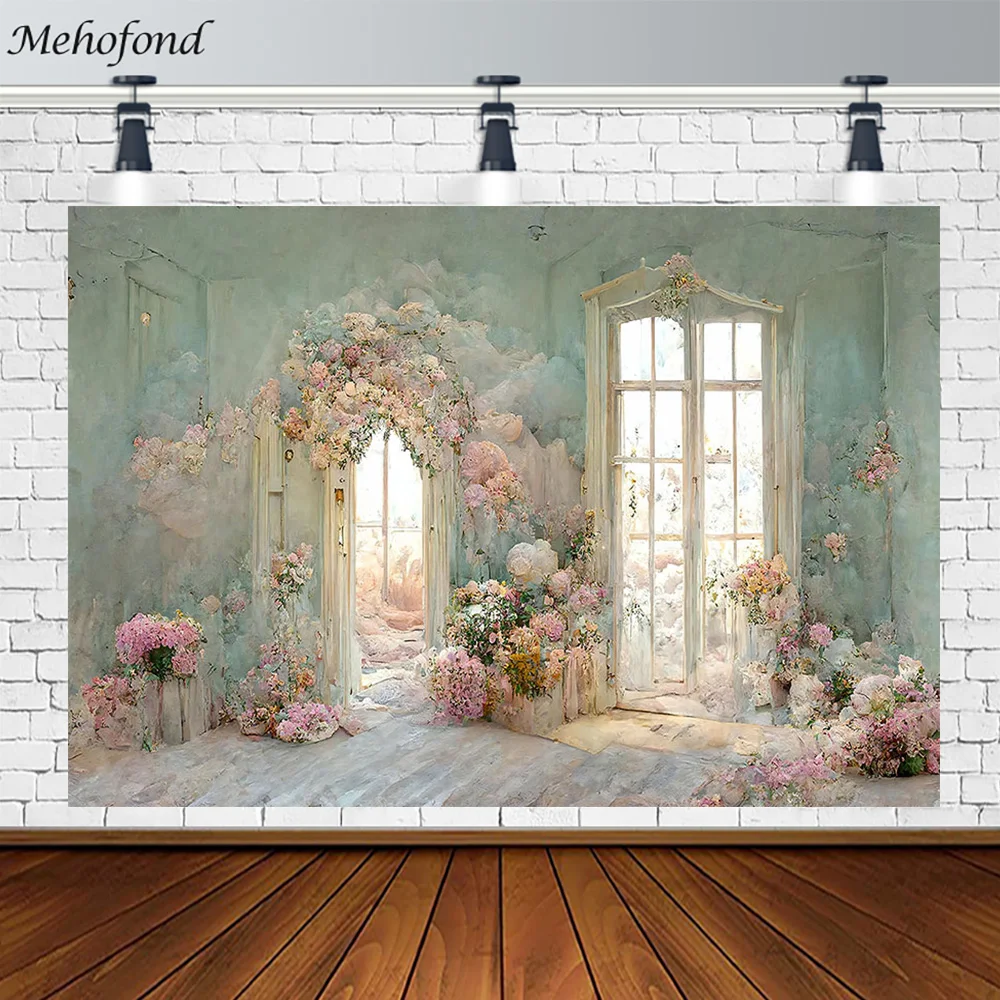 

Mehofond Dreamy Backdrop Studio Flower Floor Window Interior Princess Portrait Photography Background Photo Props Decoration