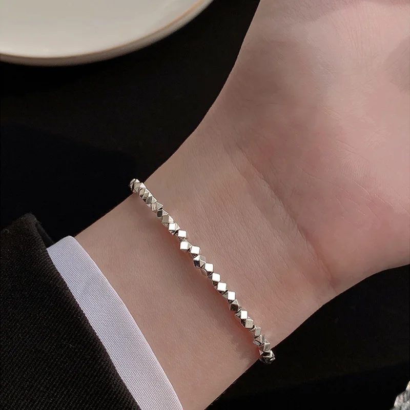 

Buyee 925 Sterling Silver Female Bracelet Simple Bead Chain Bracelet Women Fashion Family Party Fine Jewelry Chain Gift