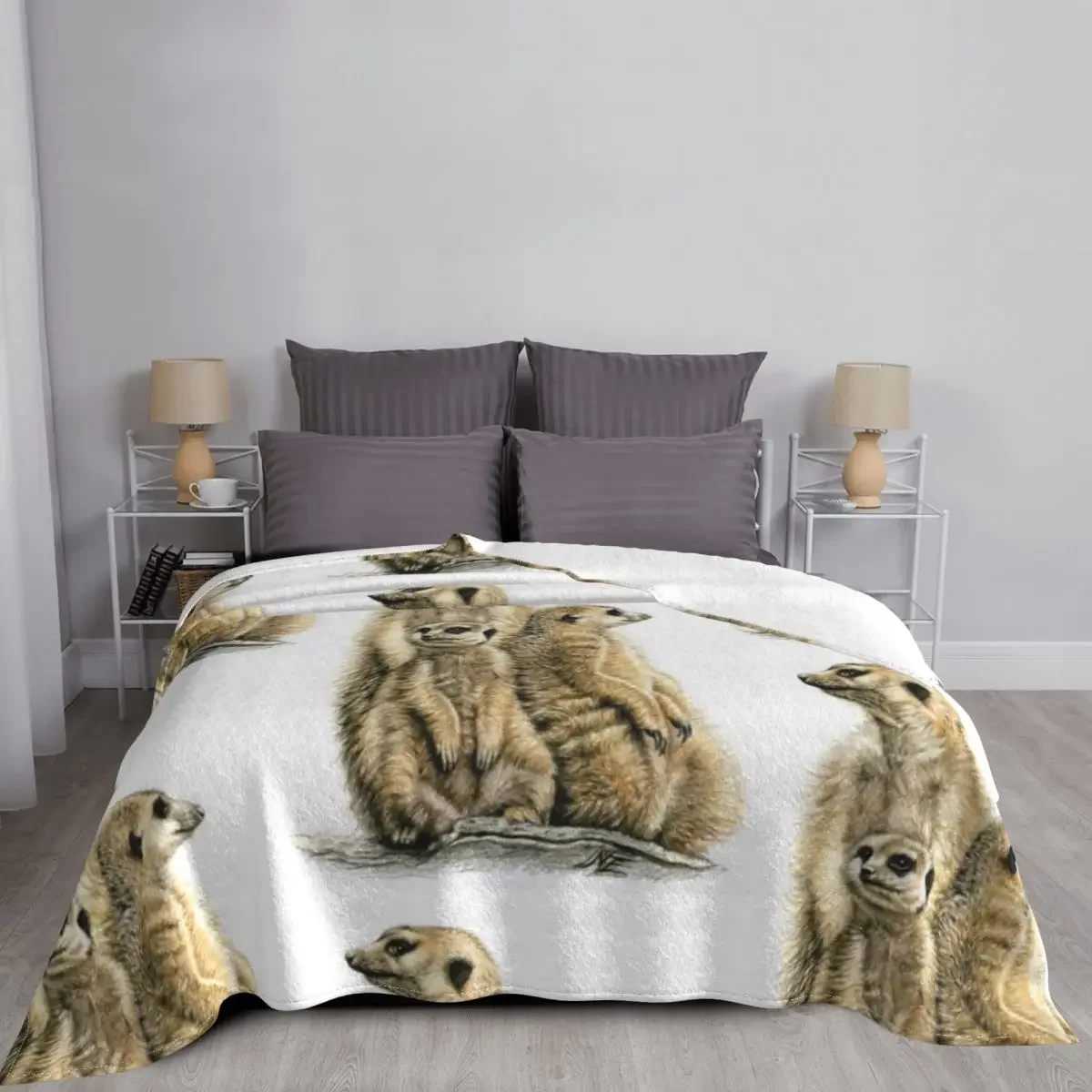 Meerkats Family - Die Erdm?nnchen Throw Blanket, Literie d'été décorative, Canapé, Plaid doux, Couvertures lestées