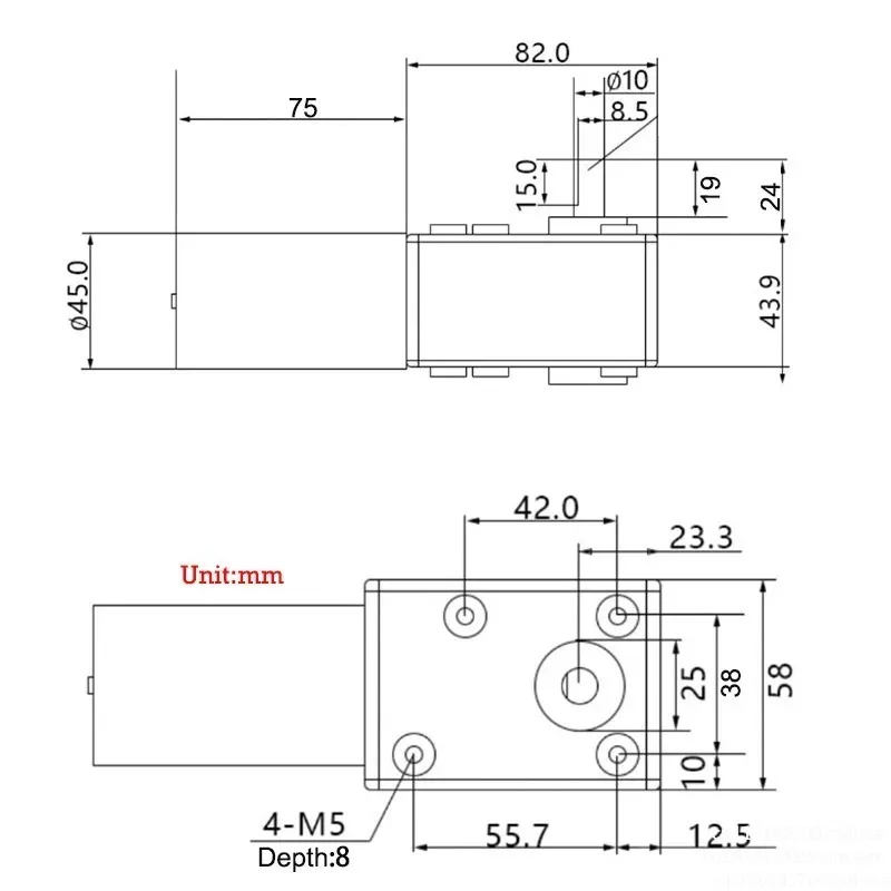 DC12V 24V Strong Torque Gearmotor Metal Turbo Worm Gearbox Engine Reversed Low Speed 200kg.cm Self-Lock Worm DC Gear Motor