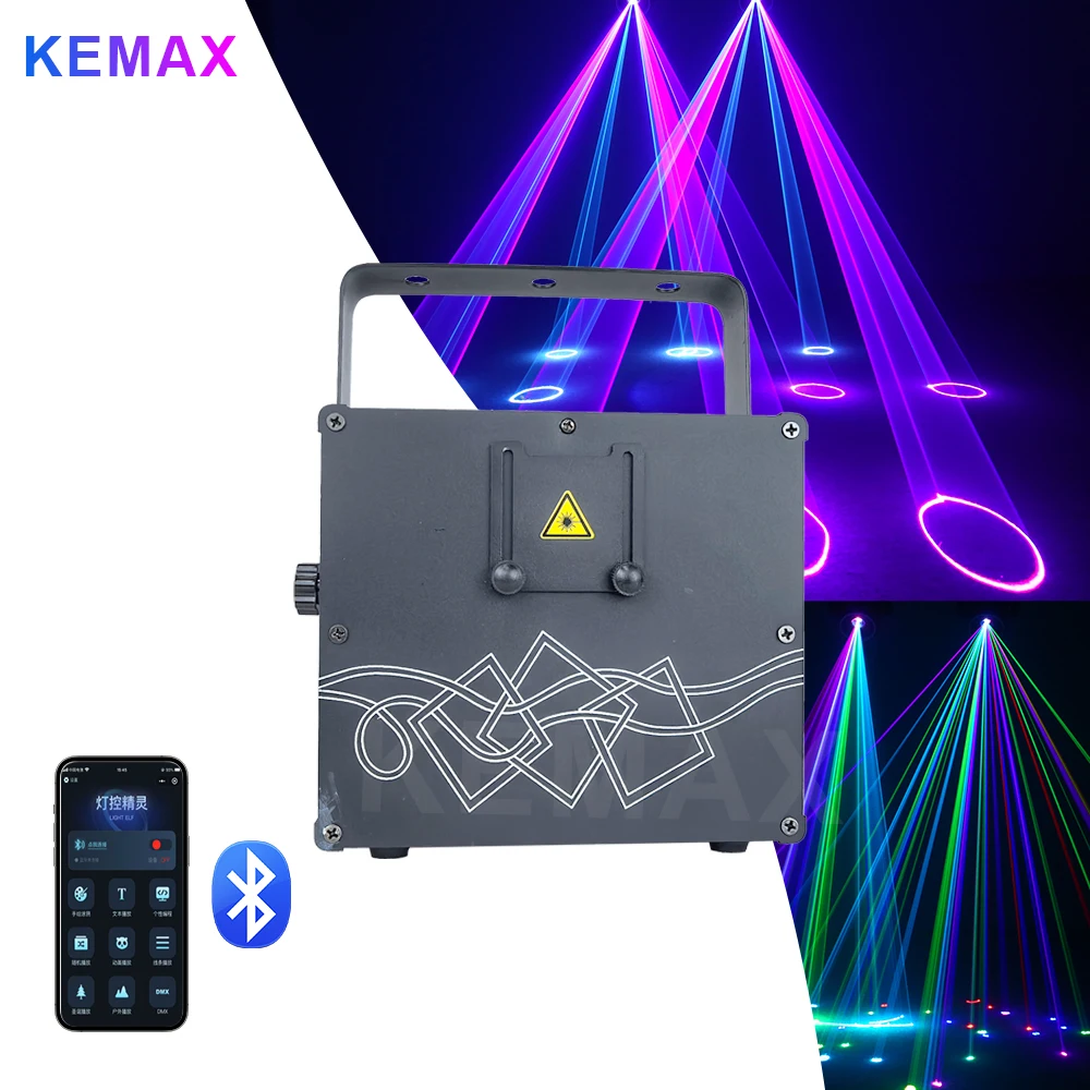 Bluetooth DJ Lazer Light 3W 4W 5W APP Control Wireless DMX Beam Scanner 3D Animation RGB Laser Cube Projector Club Stage Effect