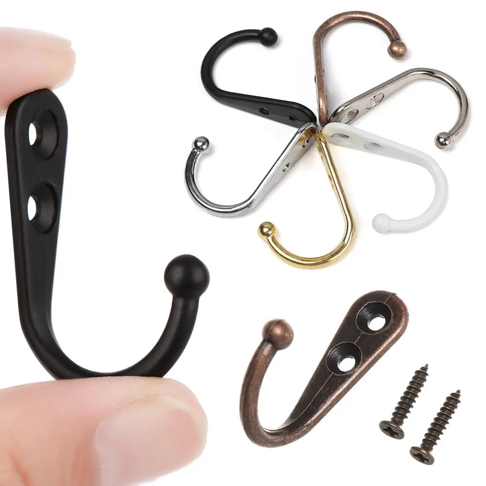 5PCS Cloth Hook Hangers Vintage Bronze Wall Hook Coat Bag Hat Hanger  Single Prong Hooks Home Save Room Organizer