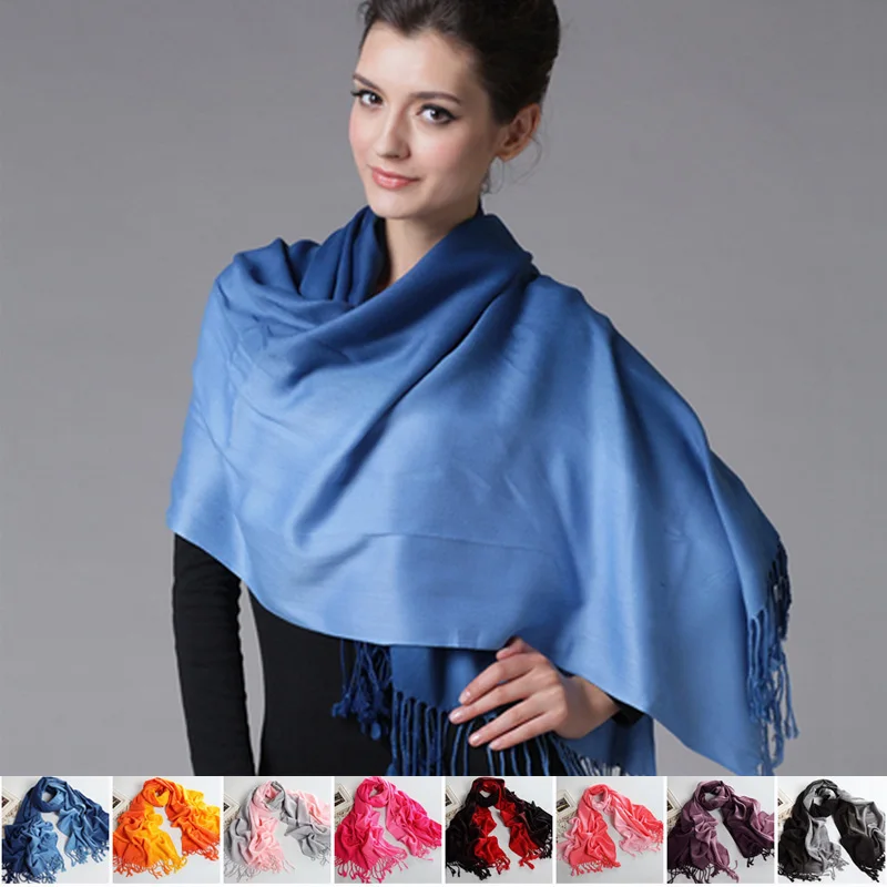 

Elegant Womens Gradient Color Bicolour Fringe Winter Warm Large Scarf Shawl Faux Wool Ladies Fashion Wrap Scarves Accessories