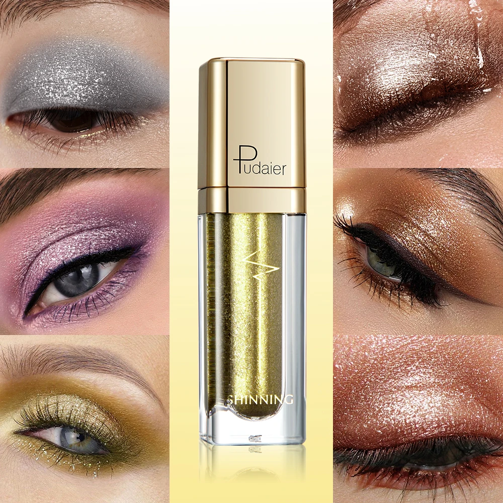 1pc 真珠光沢のあるメタリックグリッターアイシャドウ、ファッショナブルなカラー、6 色からお選びいただけ、日常着に最適、