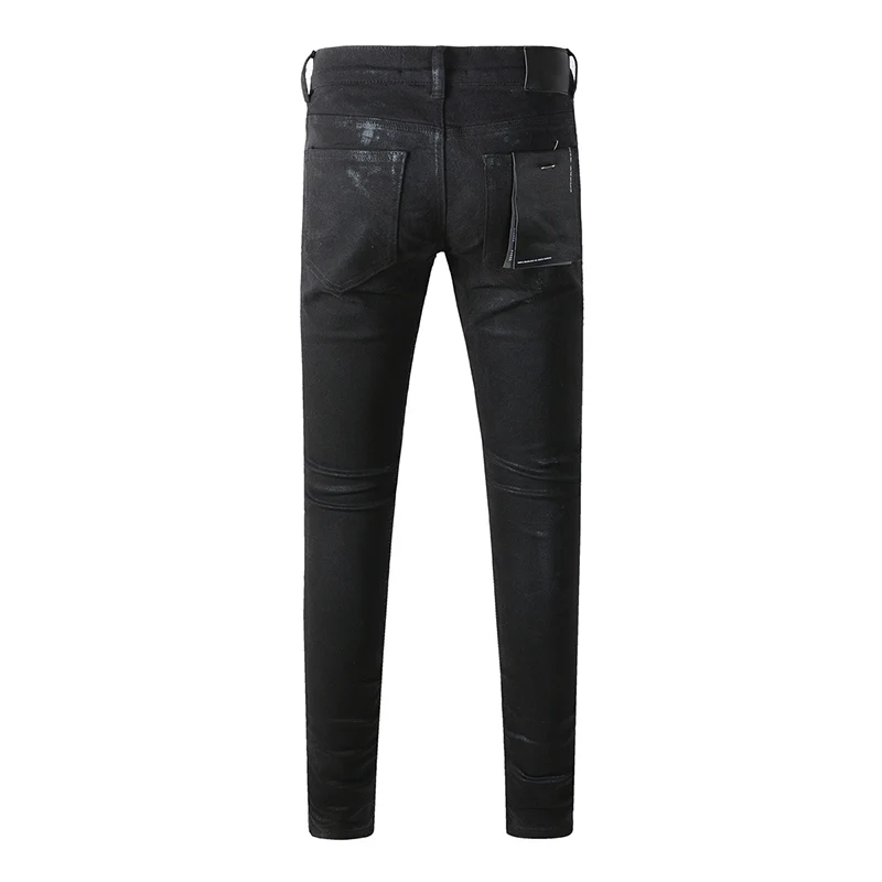 Homens afligidos rasgado skinny jeans, streetwear americano, clássico, preto, roxo, lavado marca