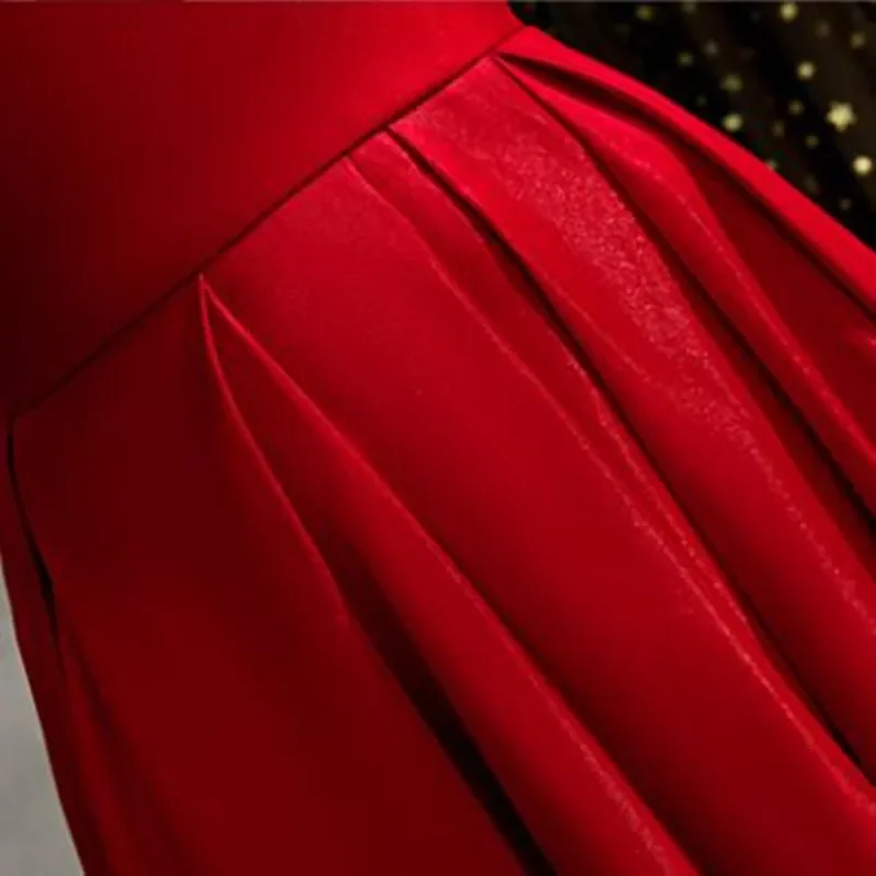 Red Evening Dresses V-Neck Sleeveless Dress Prom Gown Party Dresses Formal Dress Vestidos de noche