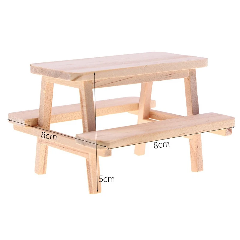 Dollhouse Miniature Simulation Mini Wooden One-piece Table Chair Furniture Model Toys For Doll House Accessories Decoration