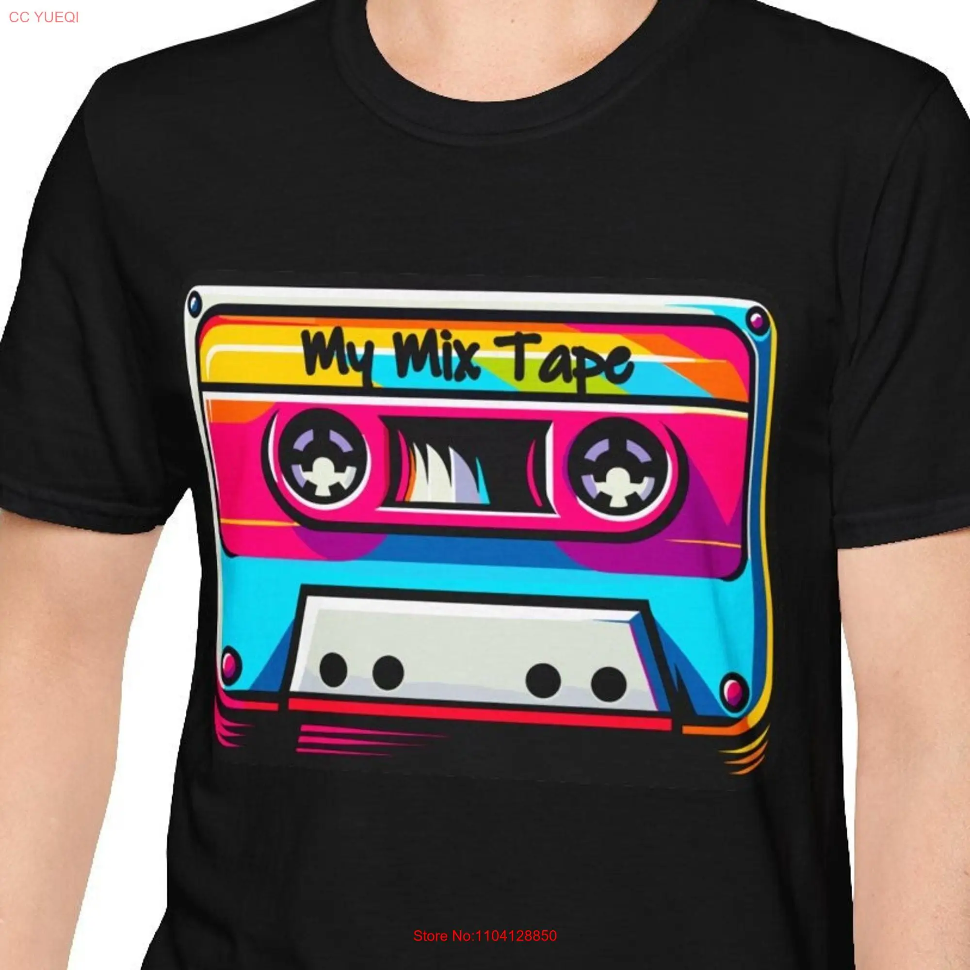 Vintage Cassette Mix Tape Funny 80s 90s Retro T Shirt long or short sleeves