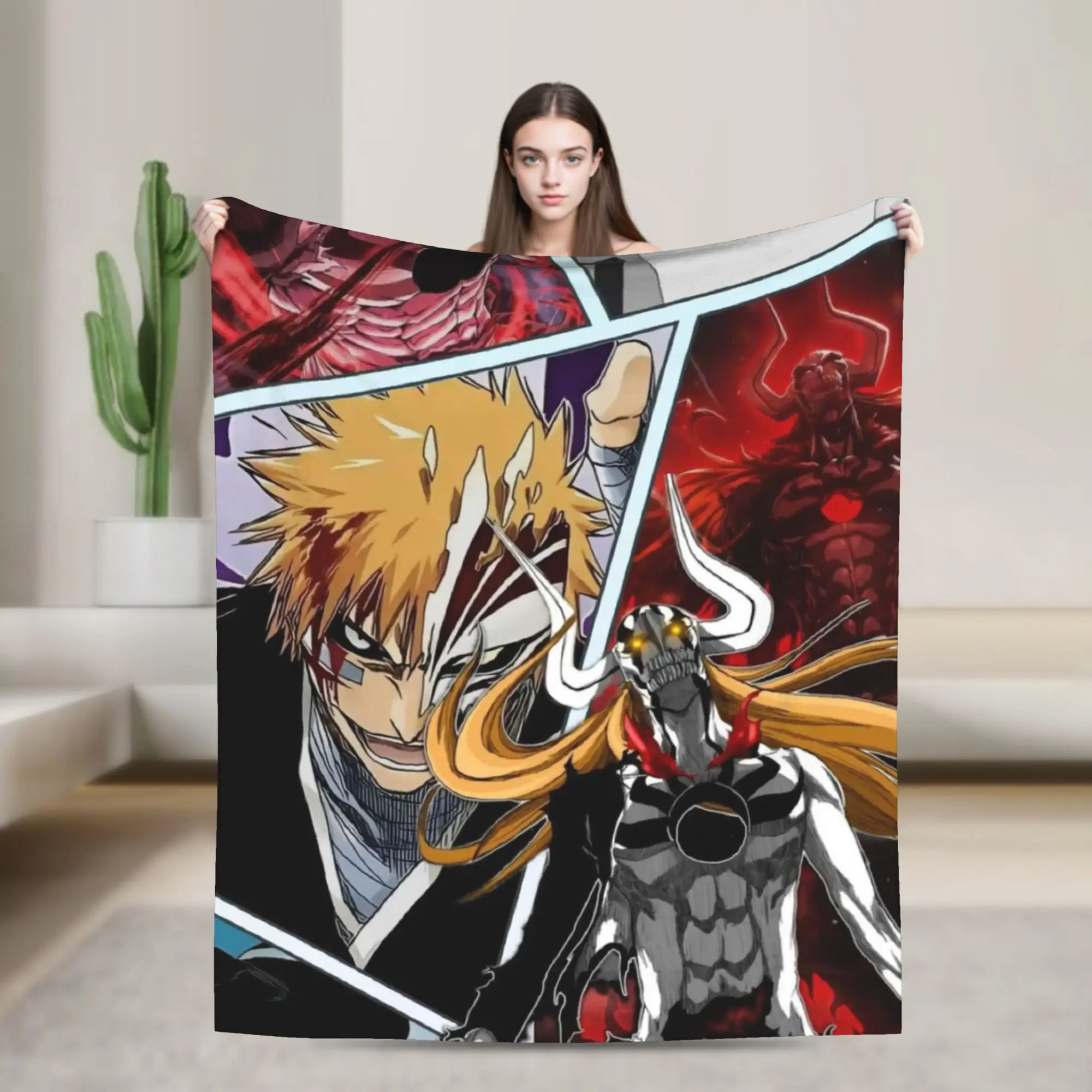 

Отбеленное одеяло в стиле манга Куросаки, теплое, уютное, пушистое одеяло для кровати, 50x60 дюймов, покрывала разных размеров