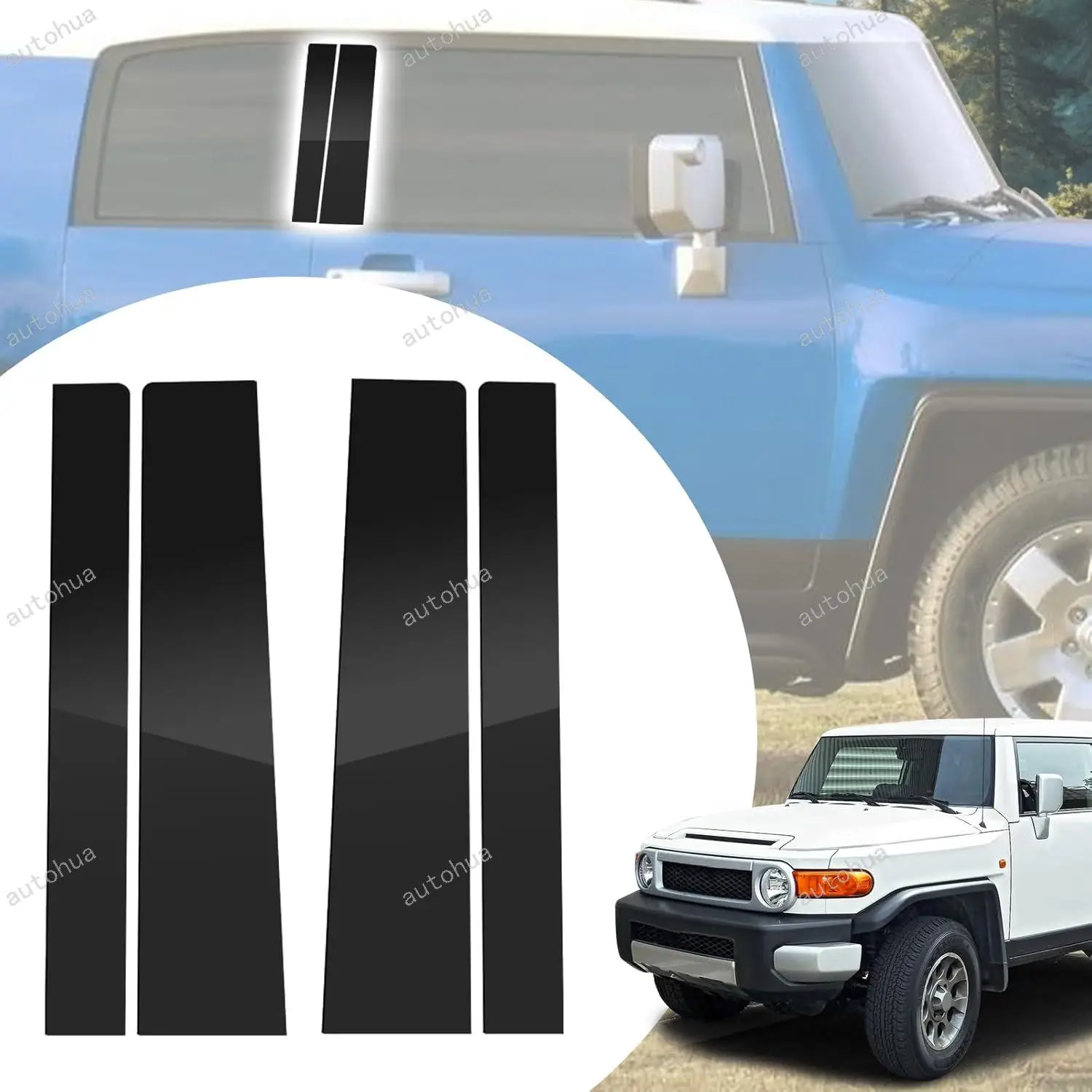 

Door Pillar Post Trim for Toyota FJ Cruiser 2007-2014 Side Door Pillar Anti Scratch Glossy PC Stickers Cover Moldings 6-pcs