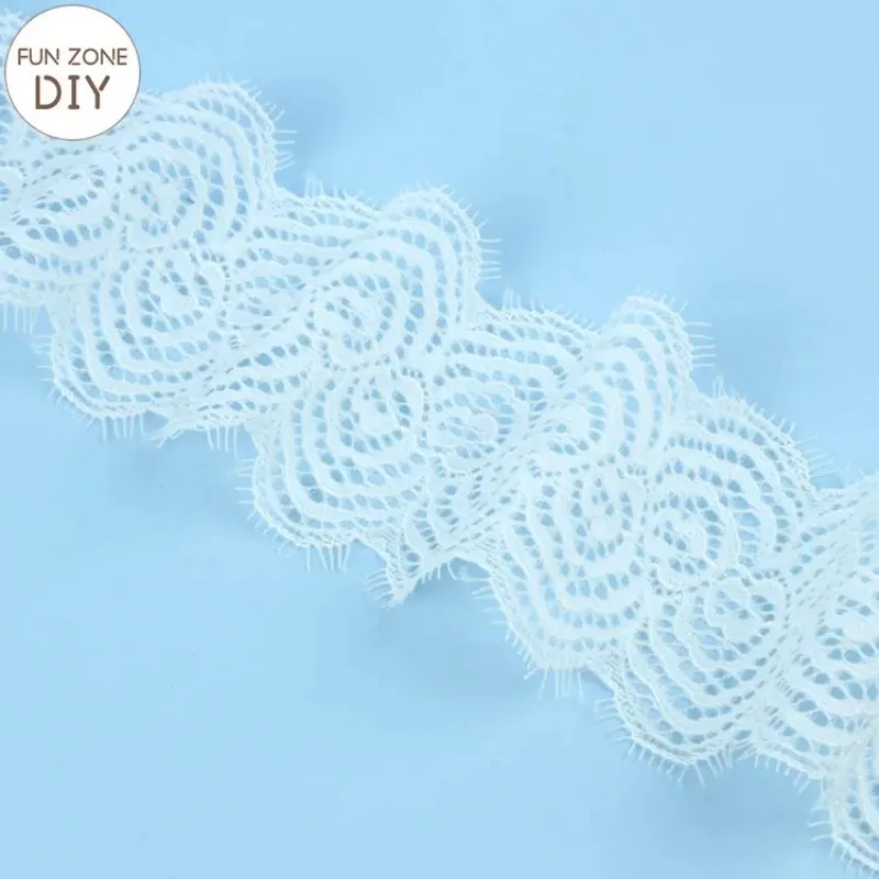 FZdiy Eyelash Elastic Nylon Lace Fabric Webbing Decoration Love Gift Packing Ribbon DIY Sewing Craft Supplies Wedding Decor