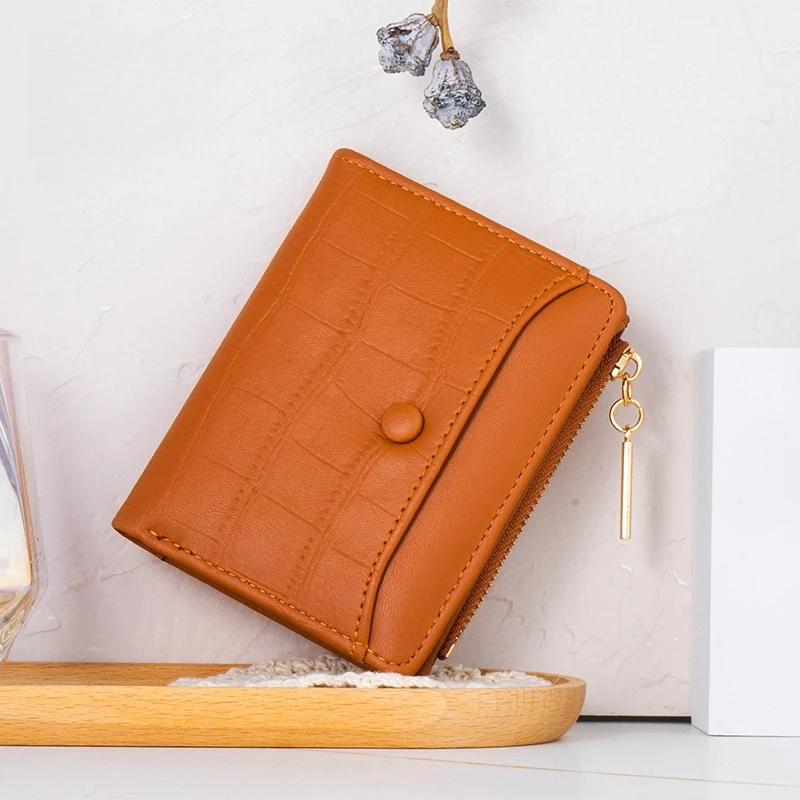 กระเป๋าสตางค์ผู้หญิงอเนกประสงค์แบบซิป PU ใส่เหรียญได้ รุ่นใหม่บางเฉียบ กระเป๋าสตางค์ใบเล็กแบบสั้นสำหรับผู้หญิง