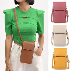 Torebka damska Mini torba telefon ekran dotykowy etui na telefon skóra PU portfel damska torba Crossbody torba torebka kopertówka