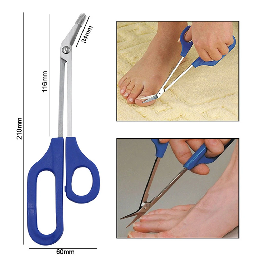 Długa rączka obcinacz do paznokci paznokieć Toe nożyczki Manicure pielęgnacja paznokci Pedicure Cutter niebieski stal nierdzewna piękno paznokcie narzędzia do pielęgnacji