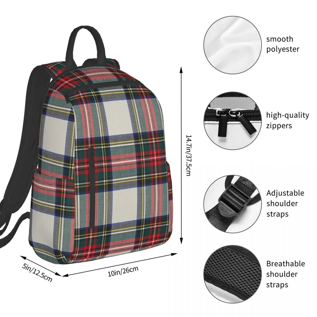 Stewart Dress Scottish Tartan Backpack Daypack Large Capacity Kids BookBag School Bag Shoulder Bags for Men Women view 4