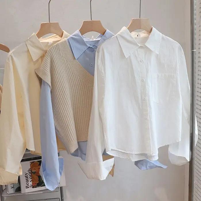 

Женский однотонный топ из чистого хлопка, весна-осень, новинка, внутренняя одежда небольшого размера, многослойный длинный све, белый топ