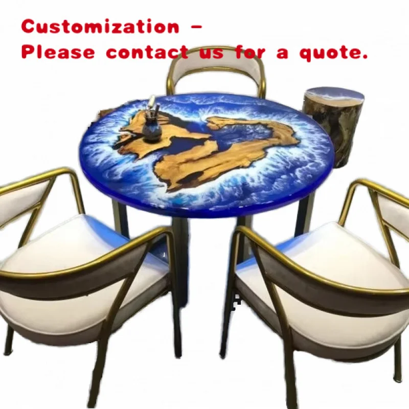 custom.Modern Resin Art Acacia Wood Epoxy River Dining Table Waterproof Rectangle Design Wedding & Anniversary Celebrations